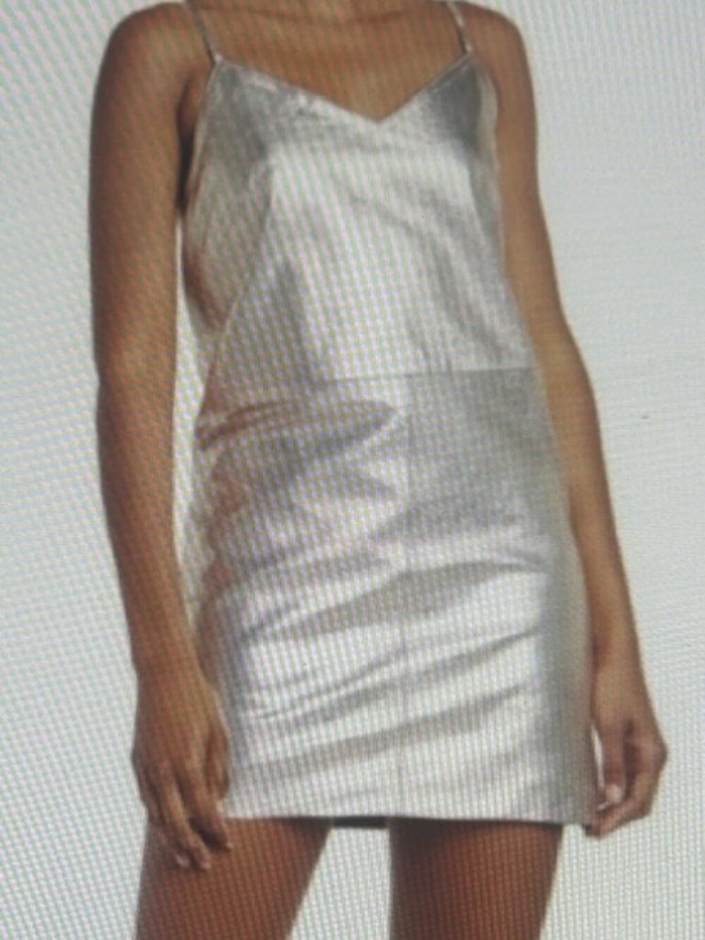 Walter Baker Vana Silver Lamb Leather Adjustable Strap Zip Lined Mini Dress NWT